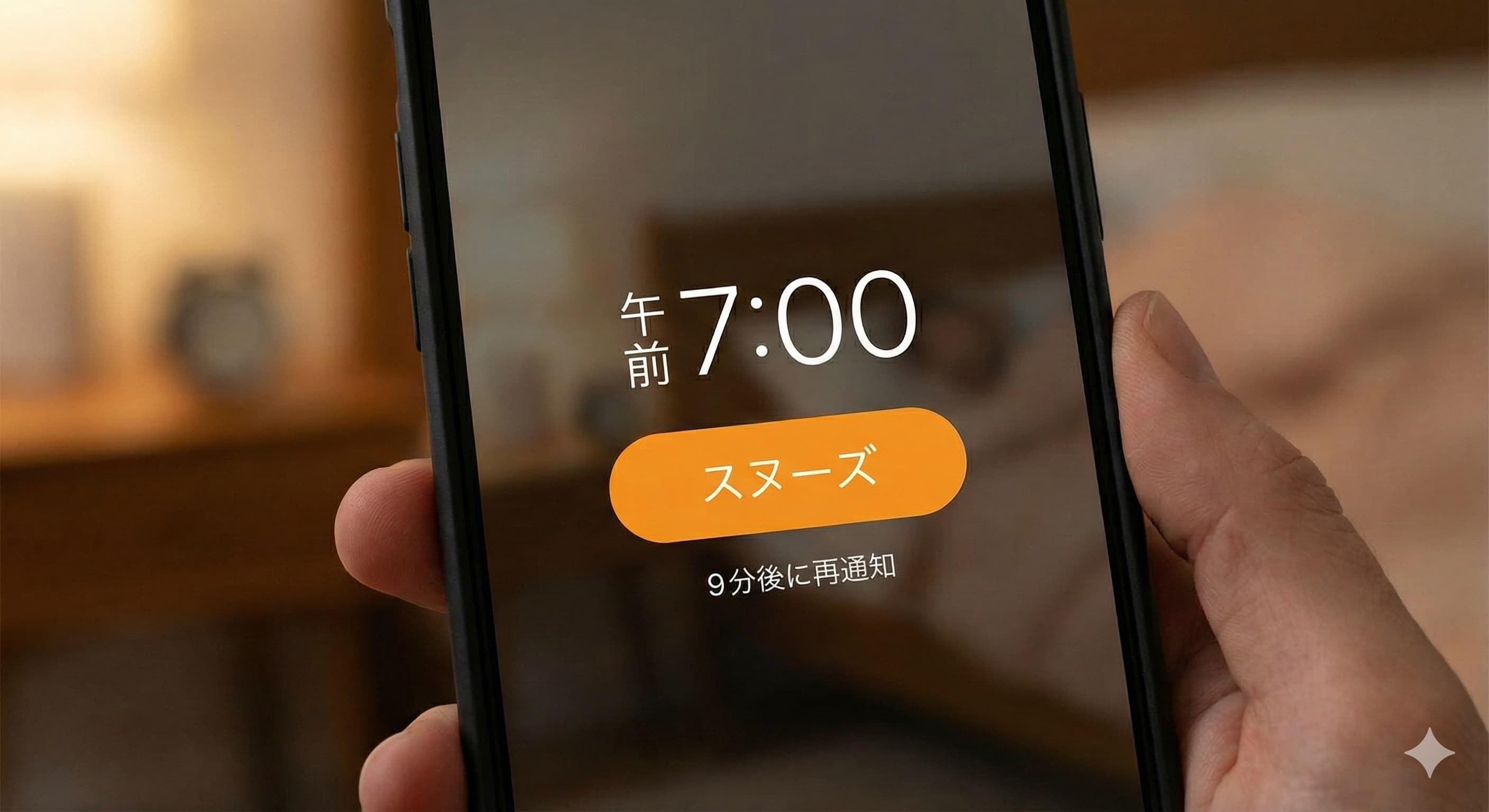 スマホアラームスヌーズを何回もしているイメージ画像